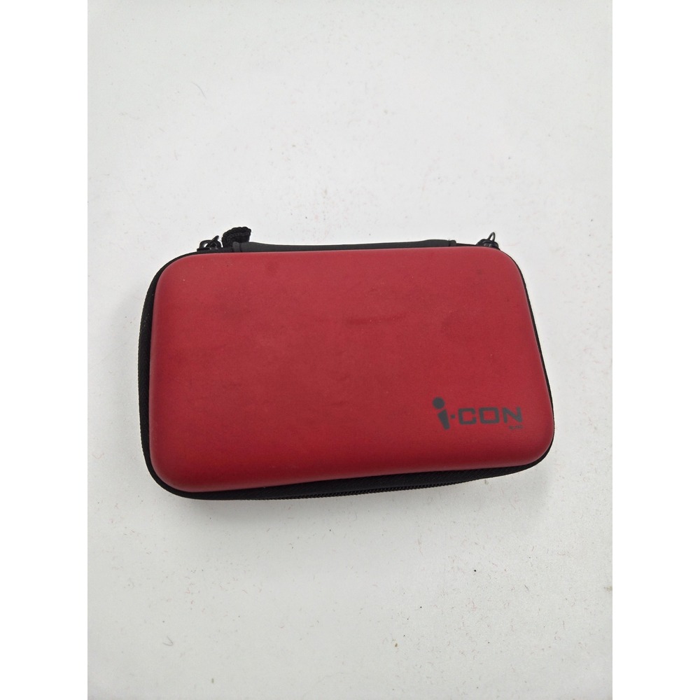 I-CON Hard Shell Portable Gaming Console Carrying Case Red Black Zippered Travel